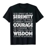 Serenity Prayer T-Shirt – Alcoholics Anonymous 12-Step Program Cotton Tee for Men