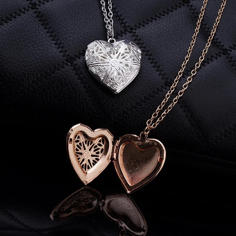 Hollow Engraved Peach Heart Necklace – Photo Box Pendant Chain for Women - Image 4