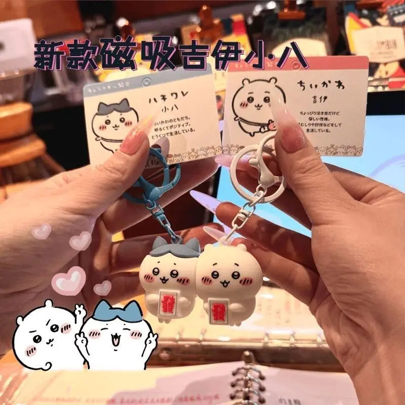 Chiikawa Hachiware Magnetic Keychain – Cute Kawaii Cartoon Pendant for Girls & Couples - Image 5
