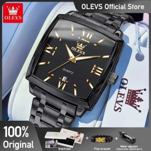 OLEVS 2969 Men’s Square Quartz Watch – Waterproof, Luminous, with Automatic Date Display
