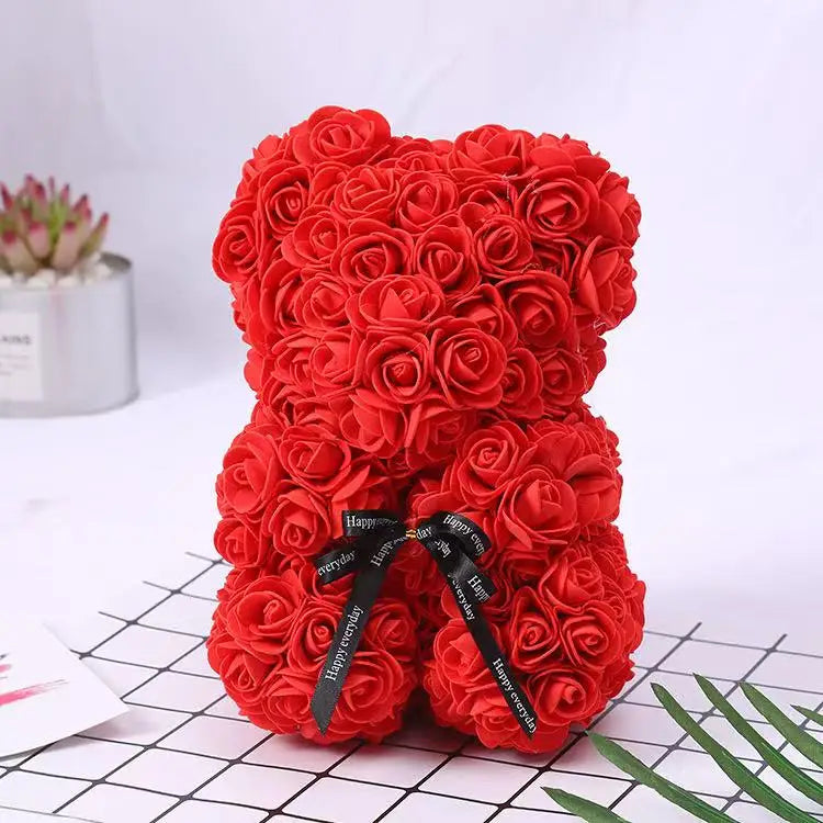 25cm Artificial Teddy Rose Flower Bear with Box – Romantic Valentine’s Day Gift - Image 11