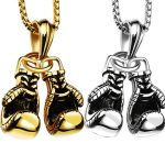 2025 New Retro Boxing Gloves Pendant Necklace – Hip Hop Punk Style for Men (S404)