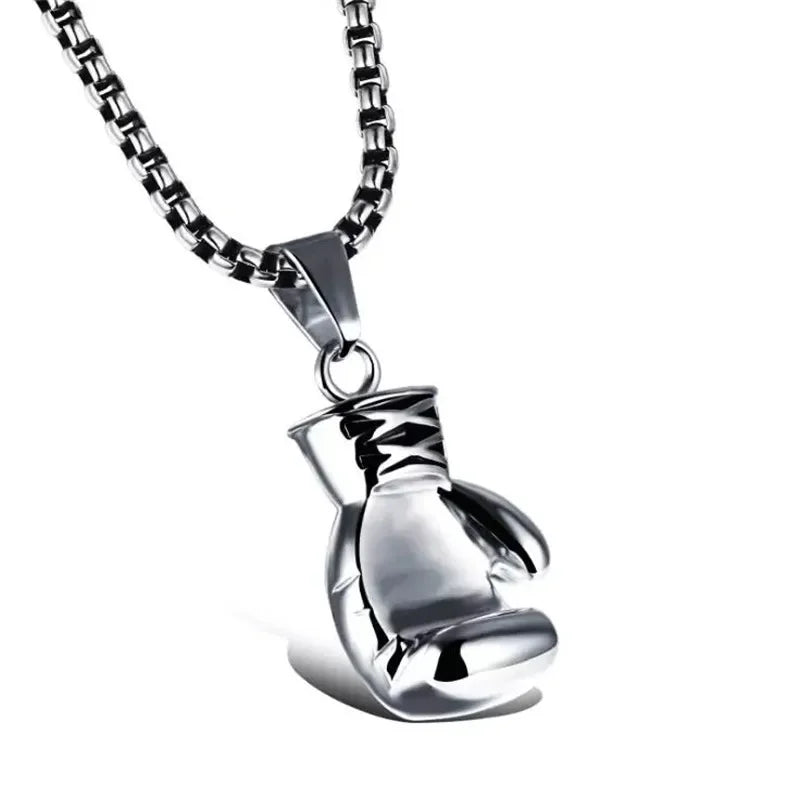 Boxing Gloves Pendant Necklace – Punk Stainless Steel Chain for Men & Boyfriend Gift - Image 8