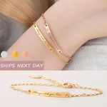 Gold Skinny Coordinate Bracelet – Custom Engraved Bar Bracelet for Her