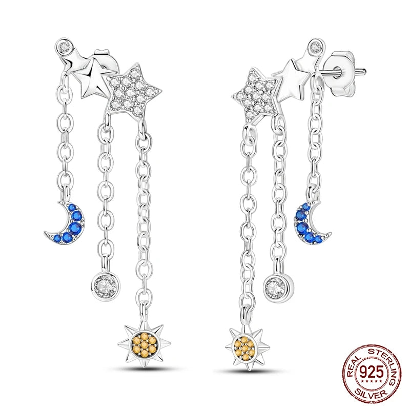 New 925 Sterling Silver Tassel Earrings – Love Heart, Star, Moon, Dragonfly & Tulip Designs - Image 31