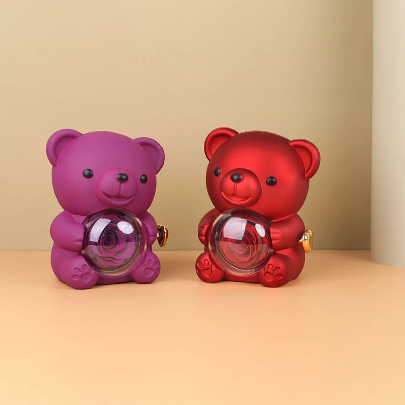 Custom Double Heart Necklace & Luxury Bear Rose Gift Box - Image 5