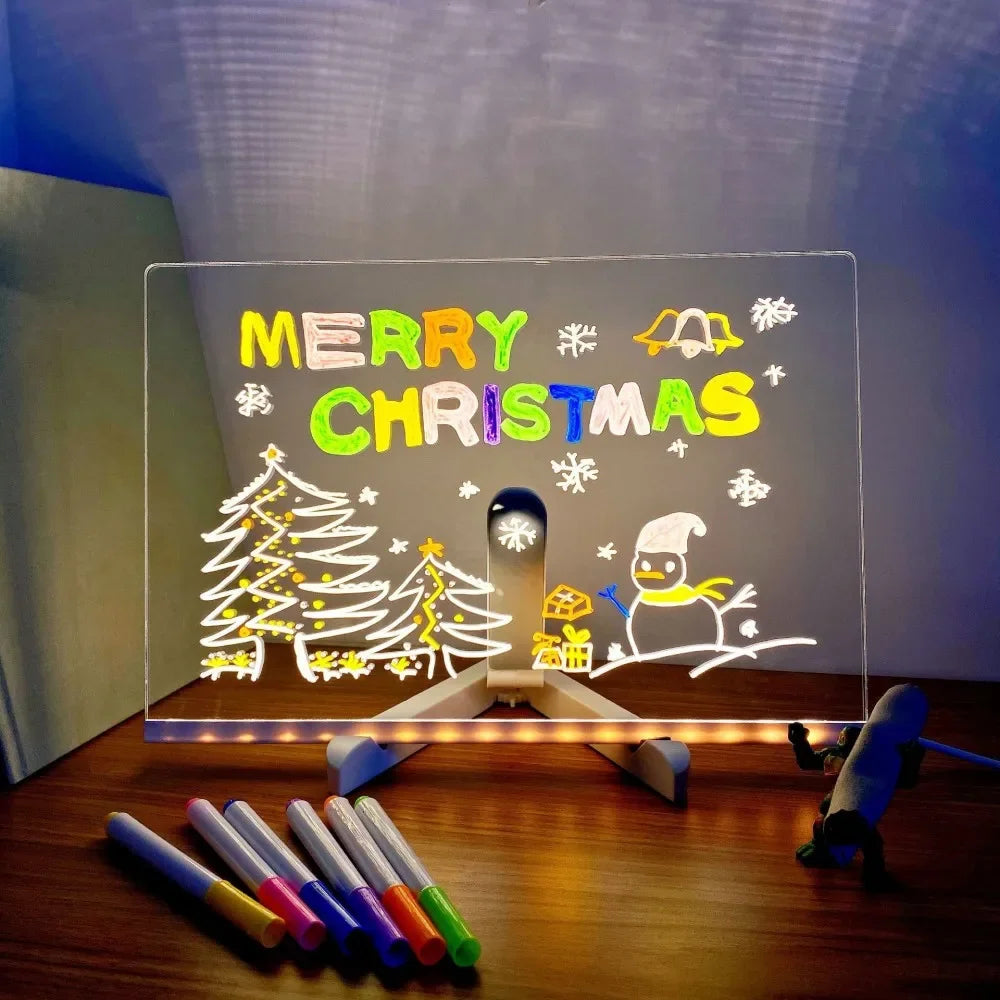 LED Note Board Night Light – DIY Acrylic Message Board with 7 Colorful Pens for Kids - Image 2