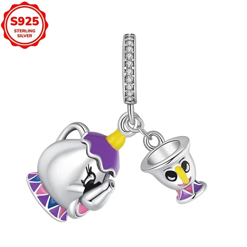 Disney 925 Sterling Silver Beads – Mickey, Stitch, Princess, Cinderella Charms for DIY Bracelets - Image 51