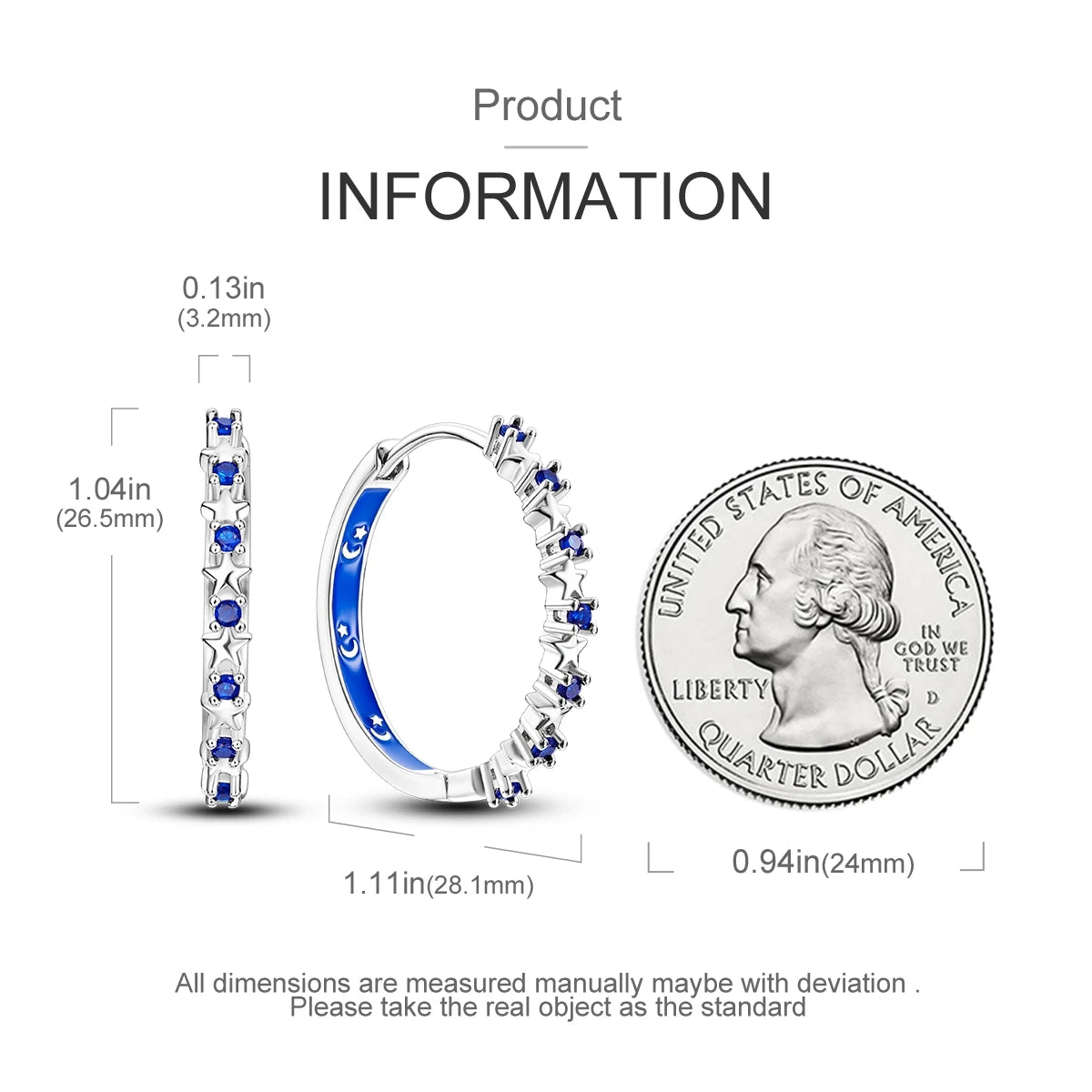 PANPOKI 925 Sterling Silver Galaxy Hoop Earrings – Blue Minimalist Jewelry for Women - Image 5