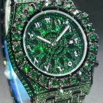 2024 Hip Hop Green Diamond Watch – Men's Fashion Square Quartz Wristwatch with Iced-Out Design