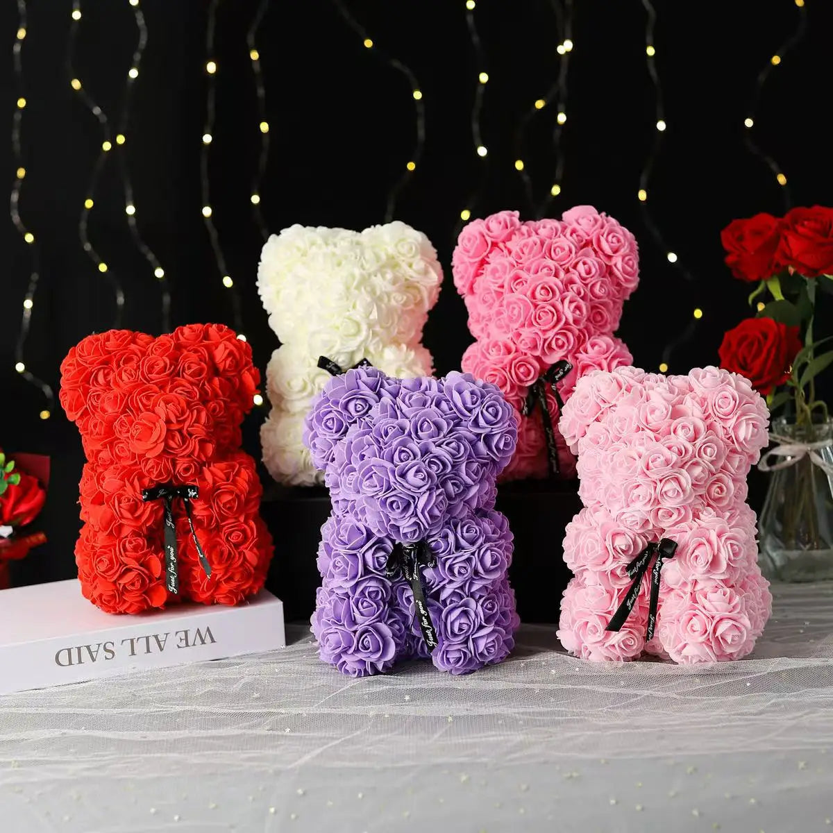 25cm Artificial Teddy Rose Flower Bear with Box – Romantic Valentine’s Day Gift - Image 2