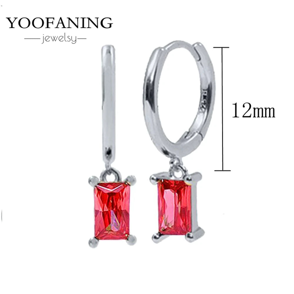 925 Sterling Silver Red Series Hoop Earrings – Red Zircon Love, Strawberry & Starfish Design - Image 25