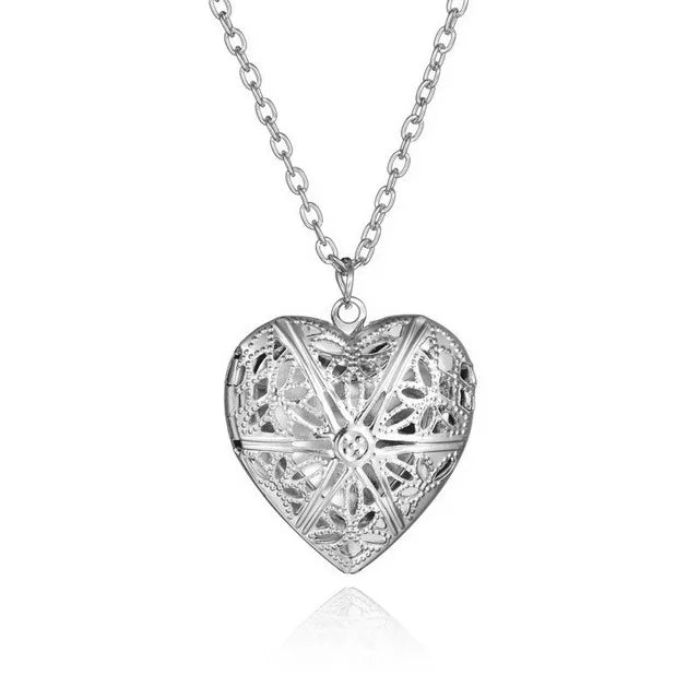Hollow Engraved Peach Heart Necklace – Photo Box Pendant Chain for Women - Image 7