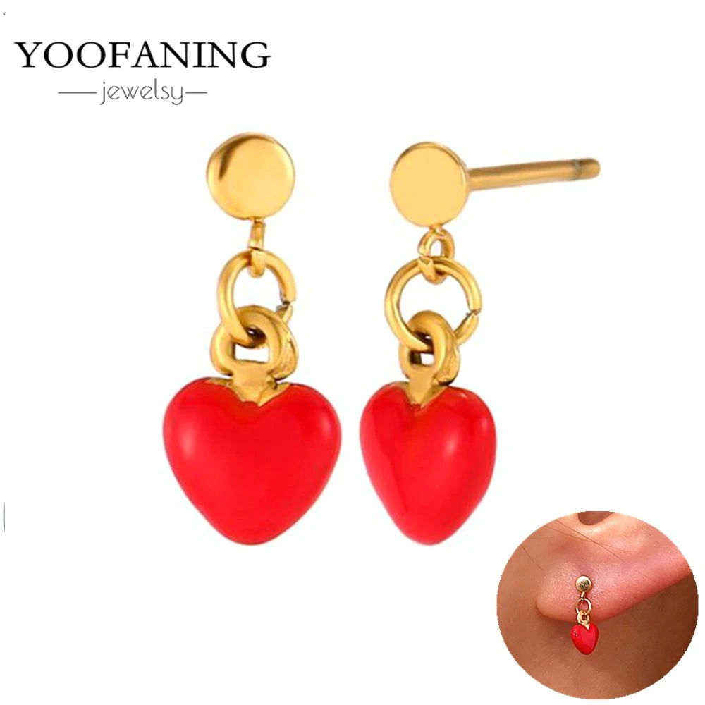 925 Sterling Silver Red Series Hoop Earrings – Red Zircon Love, Strawberry & Starfish Design - Image 45