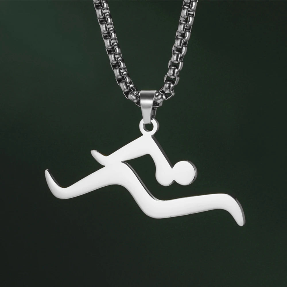 My Shape Swimming Water Pendant Necklace – Stainless Steel Sports Charm Jewelry for Swimming Lovers - Image 3