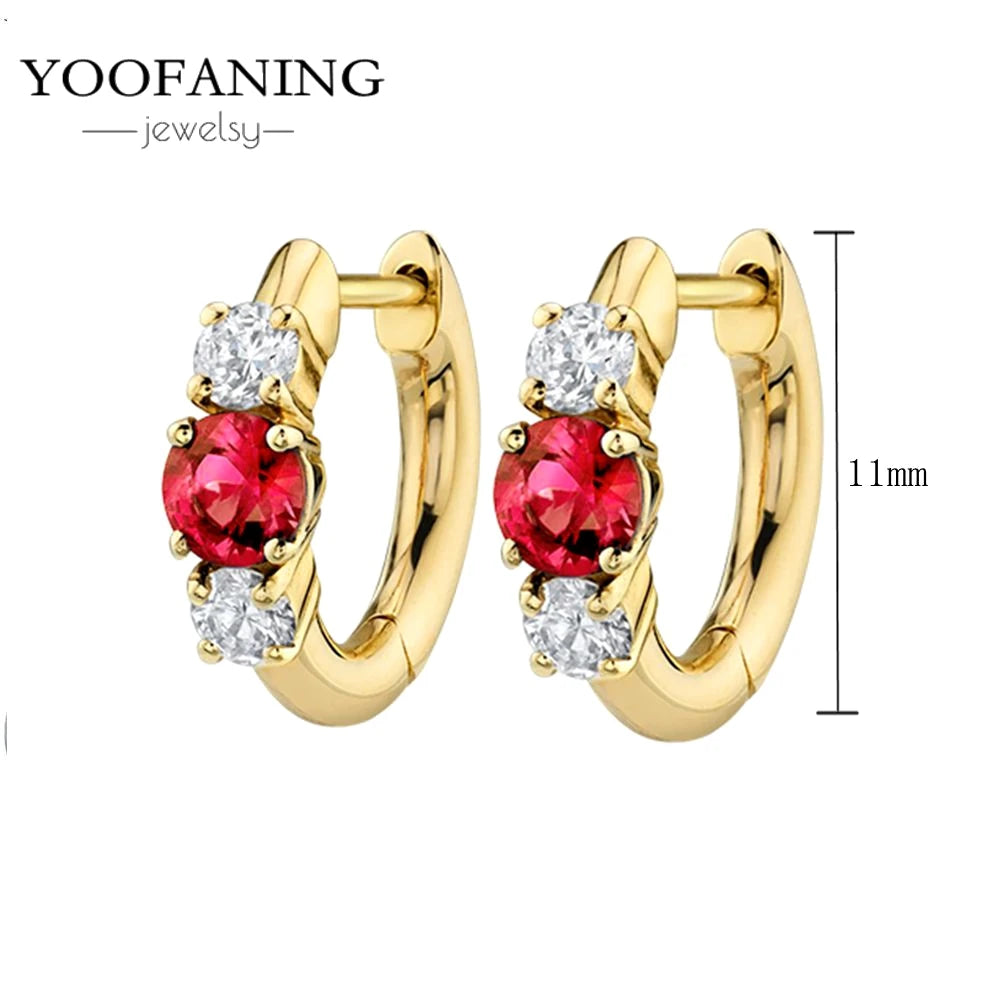 925 Sterling Silver Red Series Hoop Earrings – Red Zircon Love, Strawberry & Starfish Design - Image 54