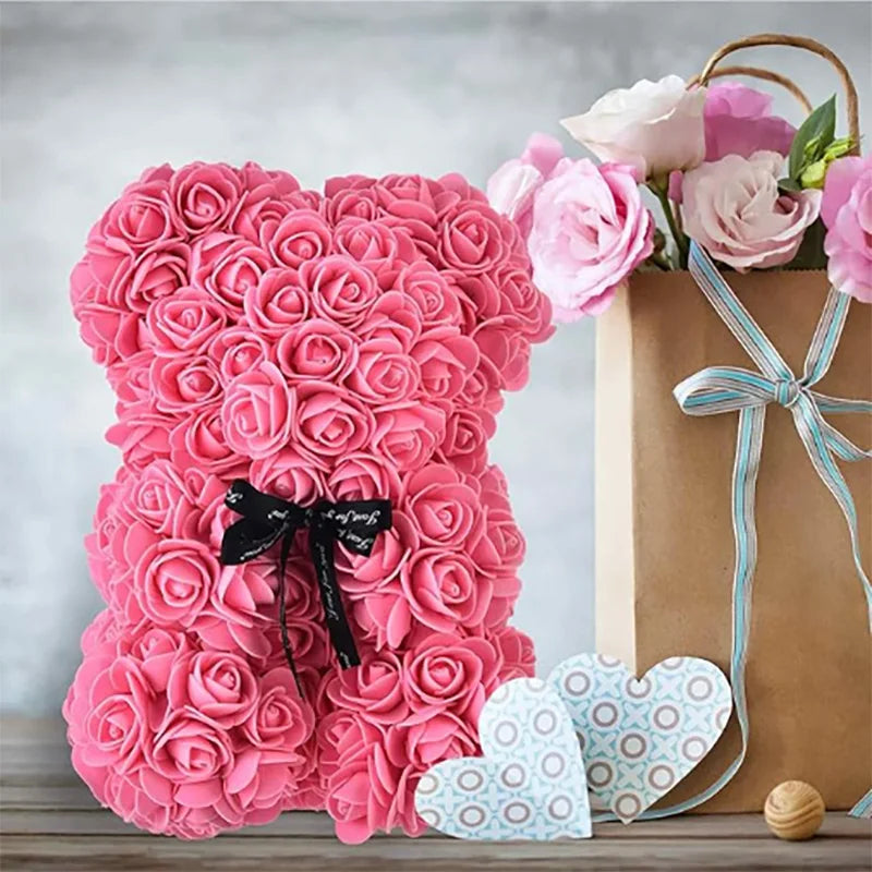 25cm Artificial Teddy Rose Flower Bear with Box – Romantic Valentine’s Day Gift - Image 5