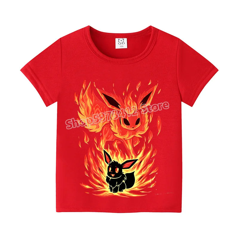 Pikachu Kids T-Shirt – Pokémon Summer Short Sleeve Tee with Lucario & Greninja Design - Image 8