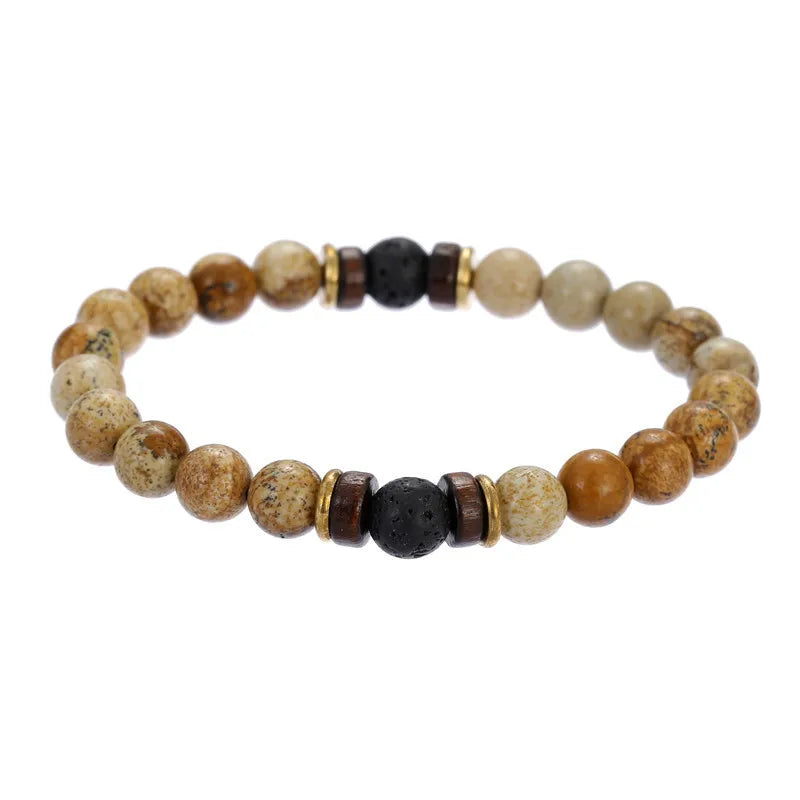 Volcanic Stone Lava & Wooden Beads Bracelet - Image 6