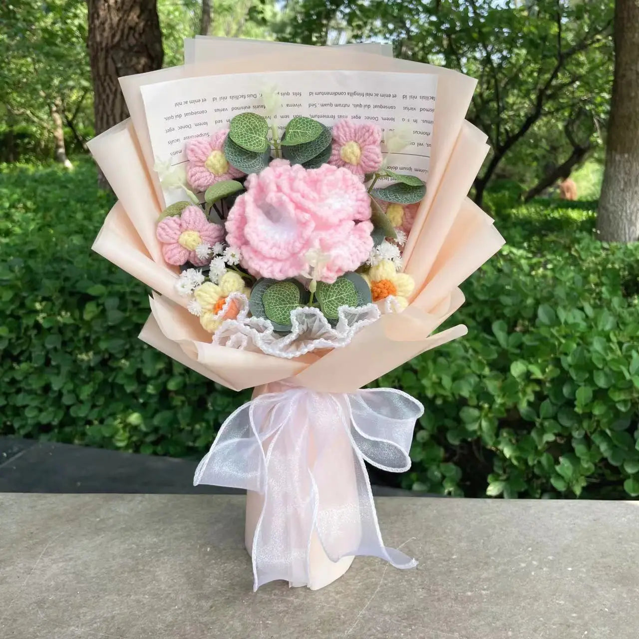 Finished Knitted Flowers Sunflowers Crochet Bouquet - Image 12