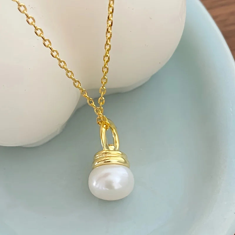 Lxalry Handmade 14K Gold-Plated Glass Pearl Necklace – Eco-Friendly Light Bulb Pendant Jewelry Gift for Women - Image 2