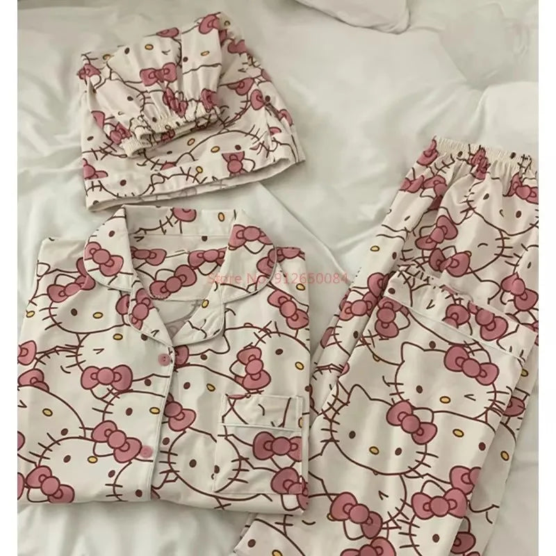 Sanrio Hello Kitty Pajama Set – Kawaii Anime Sleepwear for Girls (Long & Short Options) - Image 6