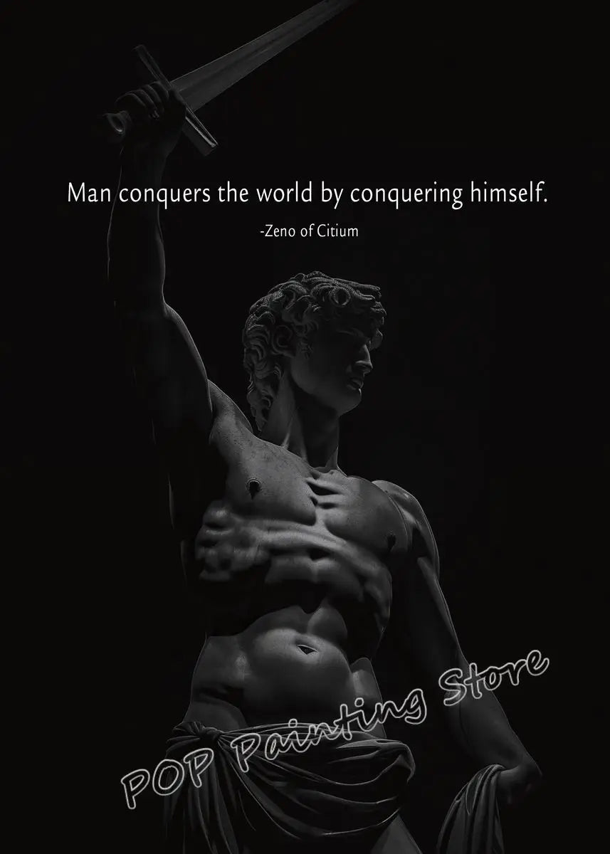 Stoic Wisdom Philosophical Quote Poster – Minimalist Greek Sculpture Canvas Wall Art - Image 17