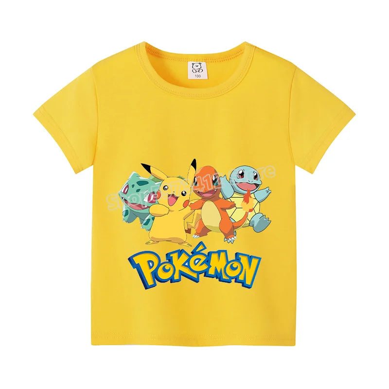 Pikachu Kids T-Shirt – Pokémon Summer Short Sleeve Tee with Lucario & Greninja Design - Image 17