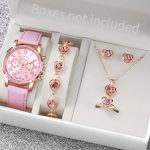 5/6PC Fashion Women's Quartz Watch & Jewelry Set