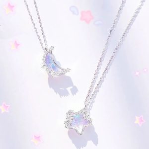 2023 Cute Star & Moon Sugar Necklace β Color-Changing Cloud Collarbone Chain for Women