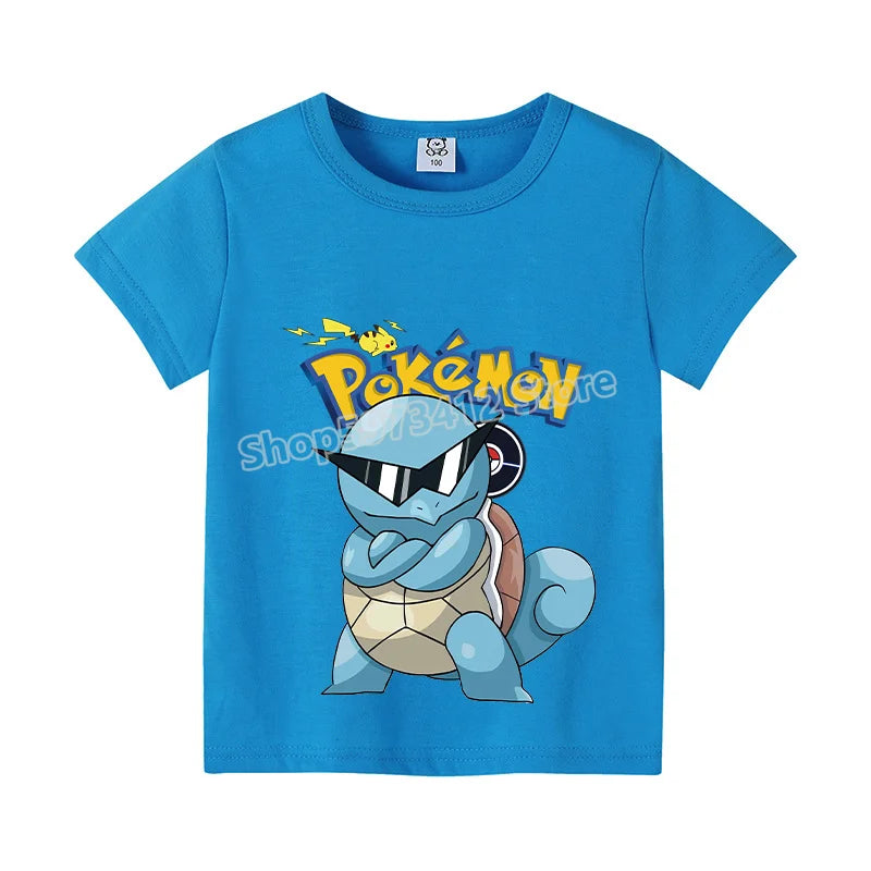 Pikachu Kids T-Shirt – Pokémon Summer Short Sleeve Tee with Lucario & Greninja Design - Image 12