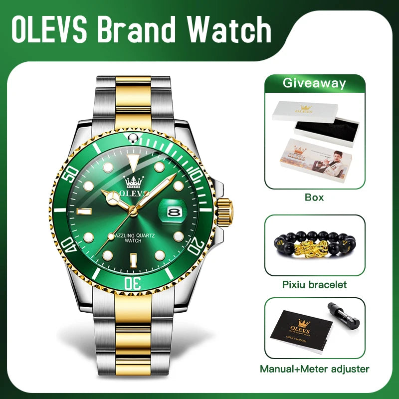 OLEVS 5885 Men's Watch – Original Brand Waterproof Quartz Watch with Stainless Steel Strap & Date Display - Image 2
