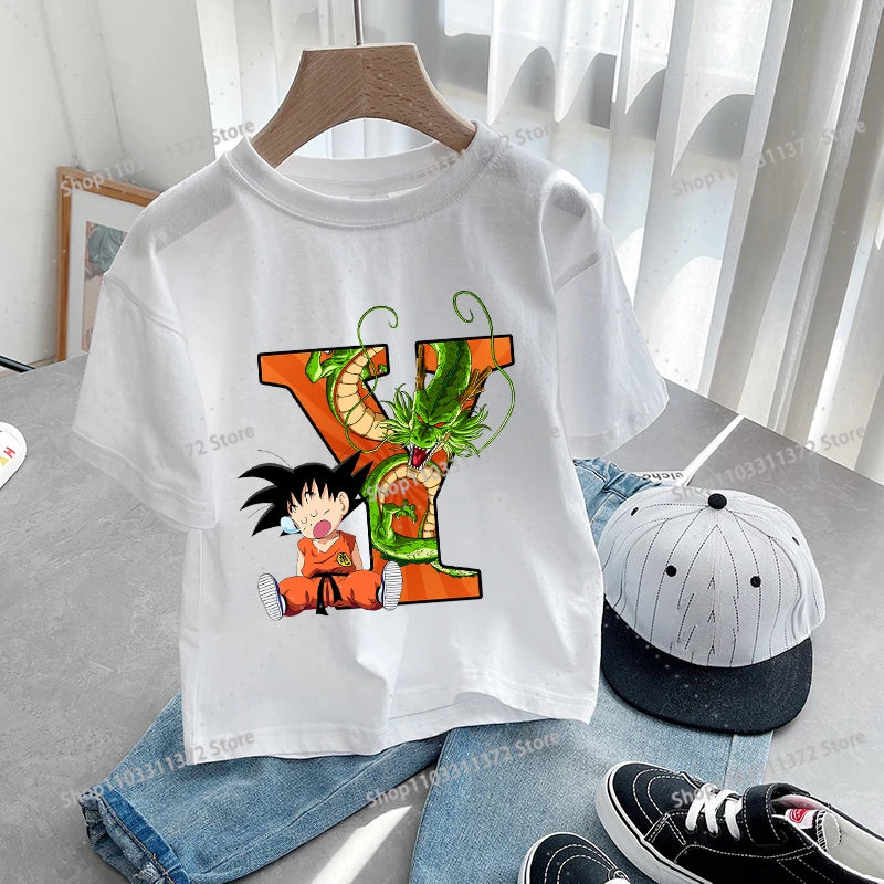 Dragon Ball Goku T-Shirt – A-Z Letter Print Cotton Tee for Boys & Toddlers - Image 28