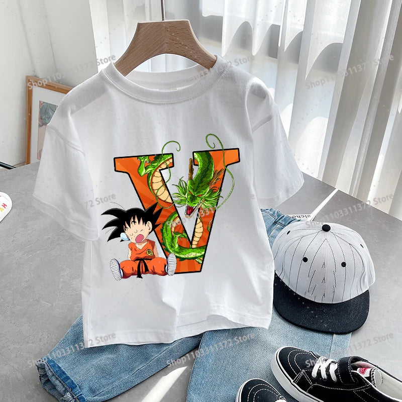Dragon Ball Goku T-Shirt – A-Z Letter Print Cotton Tee for Boys & Toddlers - Image 18