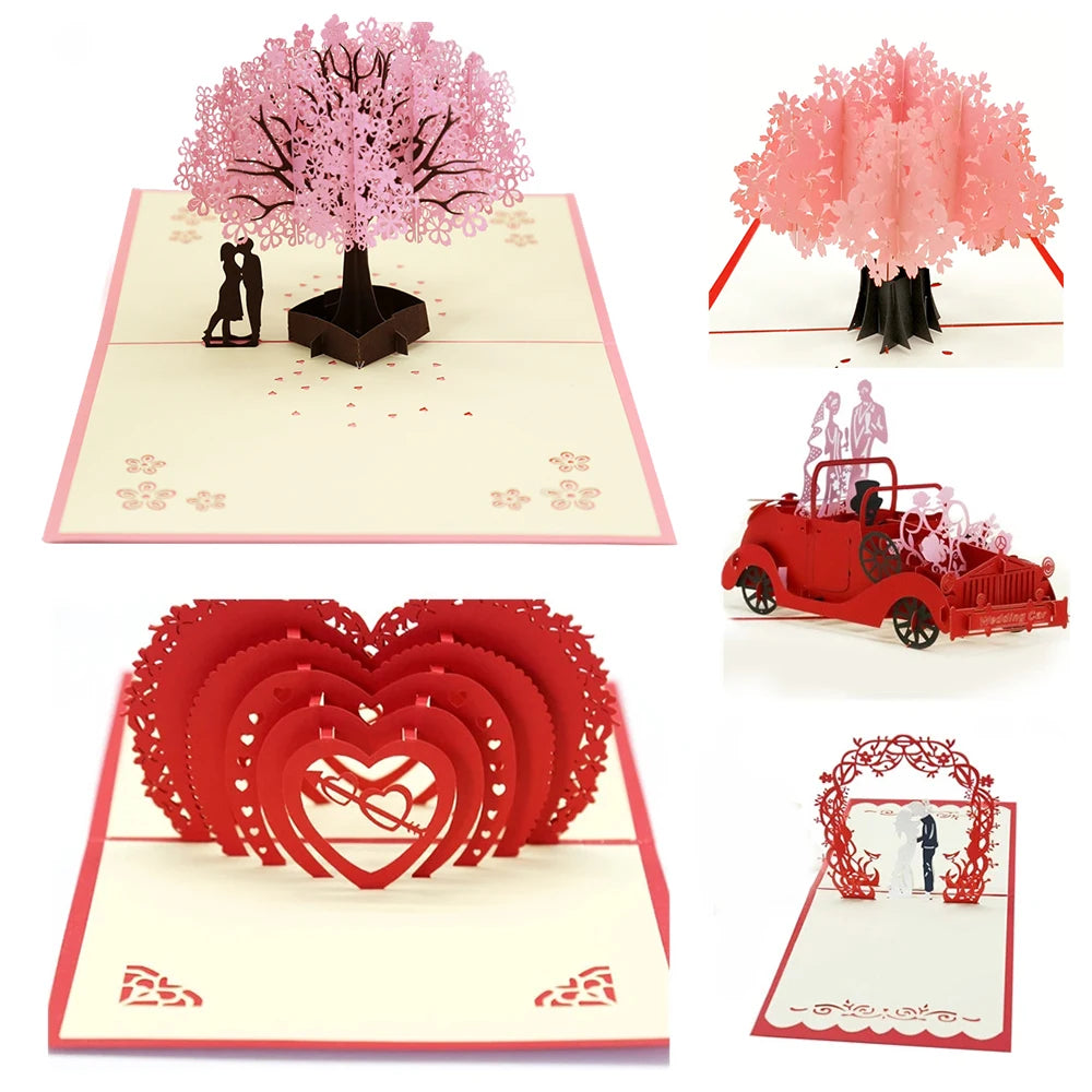 3D Pop-Up Love Card with Envelope – Handmade Greeting Card for Couples