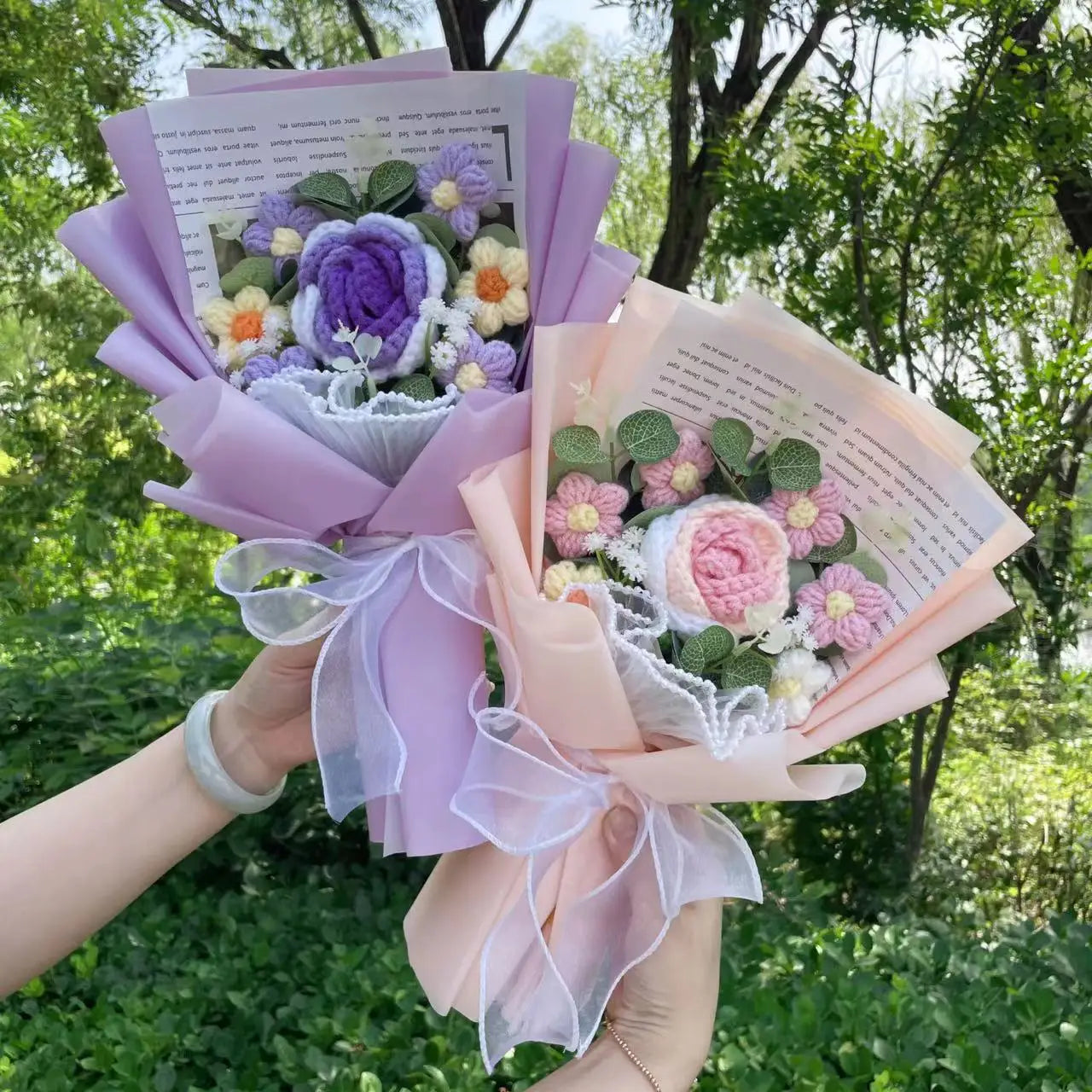 Finished Knitted Flowers Sunflowers Crochet Bouquet - Image 5