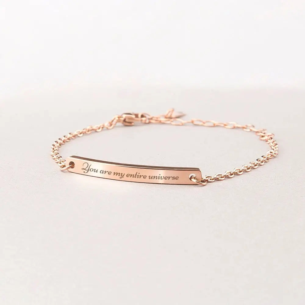 Gold Skinny Coordinate Bracelet – Custom Engraved Bar Bracelet for Her - Image 2