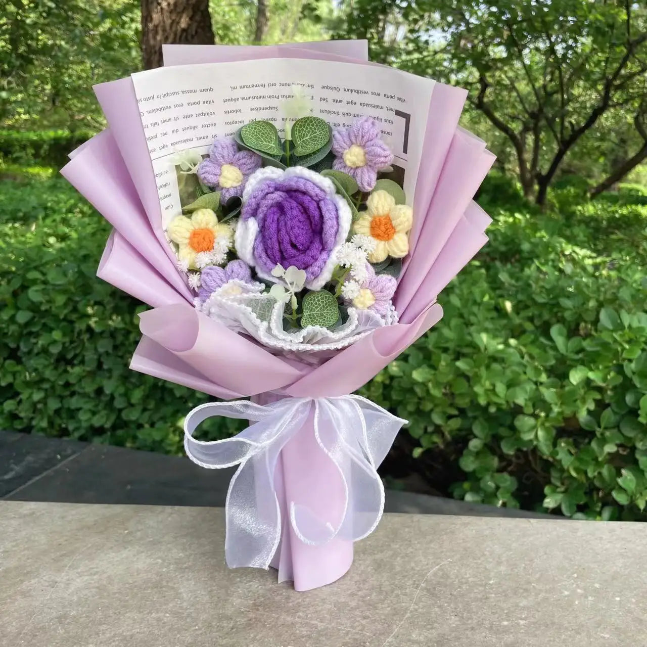 Finished Knitted Flowers Sunflowers Crochet Bouquet - Image 11