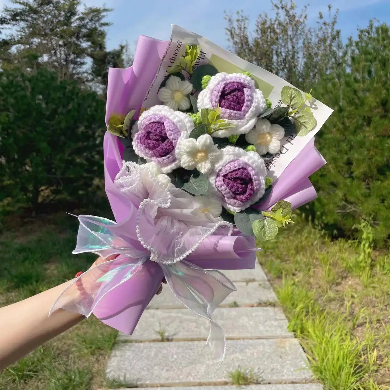 Finished Knitted Flowers Sunflowers Crochet Bouquet - Image 31