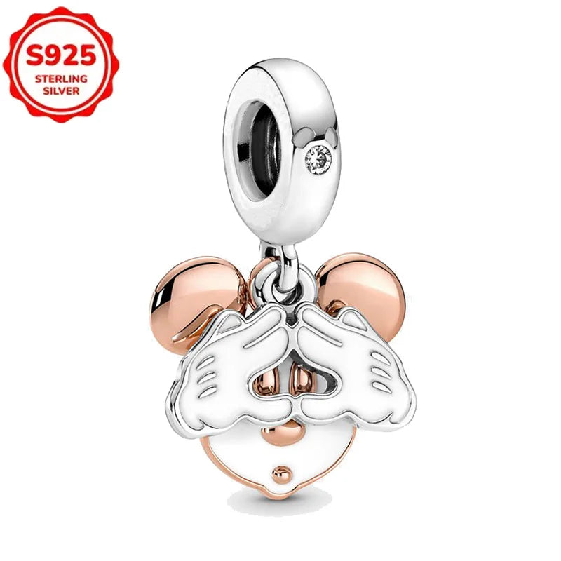 Disney 925 Sterling Silver Beads – Mickey, Stitch, Princess, Cinderella Charms for DIY Bracelets - Image 58